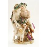 Large Dresden Bacchanalian group, late 19th Century, finely modelled as Bacchus embracing a nymph,