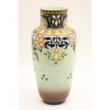 Sarreguemines vase, shouldered ovoid form with wide neck,