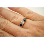 Sapphire and diamond three stone ring,