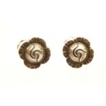 Pair of Georg Jensen (Denmark), rose form silver earrings, marked and numbered 89,