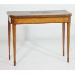 REVISED ESTIMATE ON THIS LOT: George III mahogany and satinwood folding card table, circa 1790,