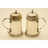 Pair of Cartier silver condiment pots, circa 1930-40,