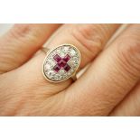 Ruby and diamond cluster ring,