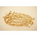 15ct bar and chain link guard chain, length 140cm, weight approx. 36.