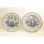 Pair of Delft blue and white plates, circa 1740-60,