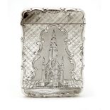 Victorian silver Scott Memorial calling card case, maker DP, Birmingham 1851,