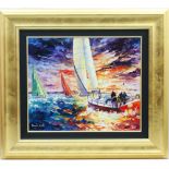 Daniel Wall (American, contemporary) 'Sailing', signed oil on canvas, titled verso,