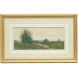 Leopold Rivers (1852-1905), Pair, Droving sheep through heathland, watercolours, labelled verso,