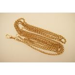 9ct gold guard chain, length 111cm, weight approx. 17.