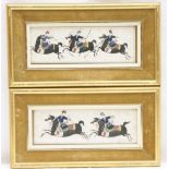 Indo-Persian School (20th Century), Hunting on horseback, two gouache miniature paintings,