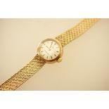 Omega 9ct gold Ladymatic bracelet wristwatch, signed dial with baton numerals, 16mm diameter,