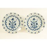 Pair of Delft blue and white plates, circa 1760,