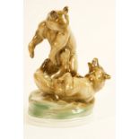 Zsolnay porcelain figure group 'Fighting Bears', designed by Bela Markup, 1911,