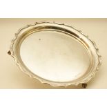 Silver salver, maker ALD, Birmingham 1936, circular form with raised shaped reeded border,