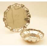 Silver presentation card tray by Edward Viners, Sheffield 1940,