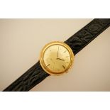 Gent's Omega 18ct gold manual wristwatch, gold coloured dial with baton numerals,