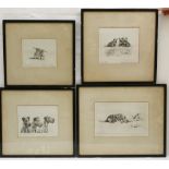 Marguerite Kirmse (1885-1954), Four canine drypoint etchings titled 'Dare I?', 16.
