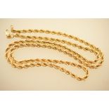 10ct gold rope twist necklace, length 60cm, weight approx. 14.