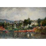 Joseph Yelverton Dawbarn (1856-1943), The Regatta, Bowness, Windermere, signed oil on board,