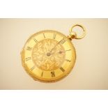 Late Victorian 18ct gold lady's fob watch, circa 1890,