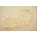 Chinese freshwater pearl six strand necklace,