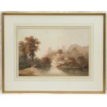 Francis Nicholson (1753-1844), View of a castle from a river, probably Kenilworth,