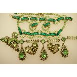 Vintage Christian Dior costume jewellery by Mitchel Maer comprising a parure of green diamantoid