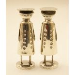 Pair of modern silver novelty condiments, Birmingham 1989/90,