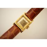 Lady's Rolex Precision 18ct gold wristwatch, probably late 1960s, small square dial, signed,