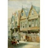 Charles Peter Pitt (active late 19th Century), Watergate Street, Chester, signed watercolour,