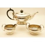 George V silver three piece tea service by Walker & Hall, Sheffield 1922,