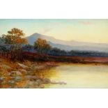 Samuel Lawson Booth (1836-1928), Sunset over a lakeland landscape, signed oil on canvas,