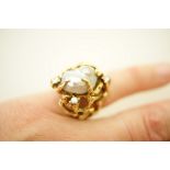 Rare Arthur King diamond and pearl ring, probably late 1960s/early 1970s,