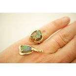 14ct gold doublet opal dress ring, size K; also a matching 14ct gold doublet opal pendant, 25mm,