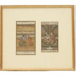 Indian School (19th Century), Two miniaturist paintings of a couple and the marriage ceremony,