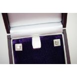 Pair of Mappin & Webb diamond cluster earrings in 18ct white gold,