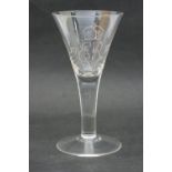 Whitefriars Edward VIII Coronation wine glass, traditional trumpet bowl with solid stem,