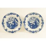 Pair of English delft blue and white plates, circa 1740-60,