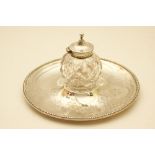 Victorian silver and cut glass inkstand, London 1870,