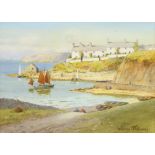 Warren Williams (1863-1918), Coastal cottages, North Wales, signed watercolour,