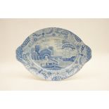 Spode blue and white oval platter, circa 1820-40,