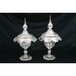 Pair of late Victorian cut glass honey jars, circa 1880,