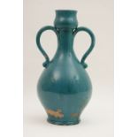 Large Della Robbia Algerian vase, decorated in a slightly streaky blue green glaze, incised marks,