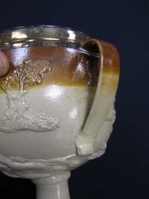 Early Victorian salt glazed stoneware hunting loving cup, - Image 4 of 8