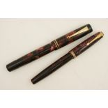 Parker 'Vacuumatic' fountain pen, lilac banded case, 14k nib; also a Parker 'Duofold' fountain pen,