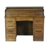 George V oak roll top desk,