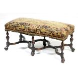 Victorian walnut and needlework upholstered companion stool in the William and Mary style,