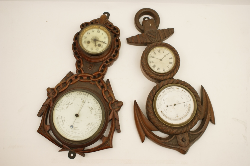 Two late Victorian aneroid barometers with a nautical flavour, including a Bott & Co.