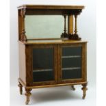 Victorian burr walnut music cabinet, circa 1870,