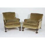 Pair of late Victorian mahogany tub chairs,